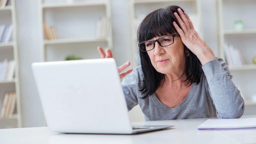 frustrated woman on computer