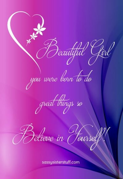 purple and pink background with a flower heart and a quote