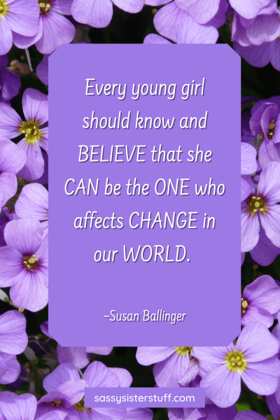 purple floral background with an empowerment quote for girls