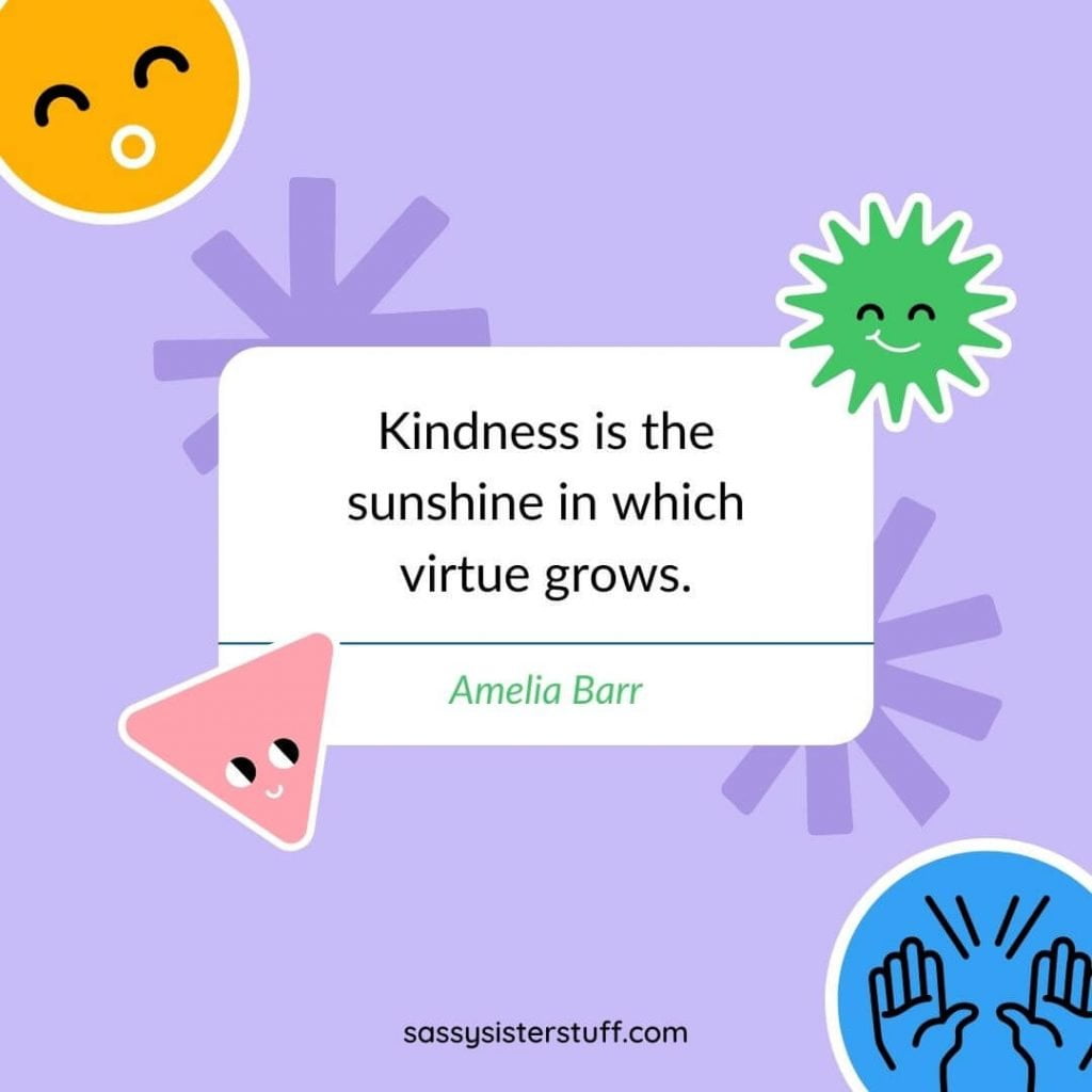 brightly colored background with a kindness quote in the center