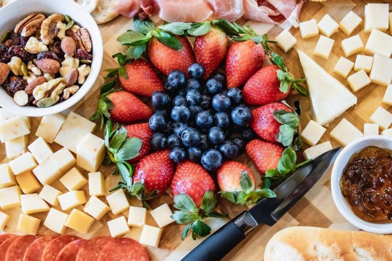 fruit cheese nuts meats jam bread charcuterie board display