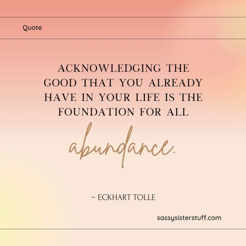 gratitude quote on shades of peach and gold background