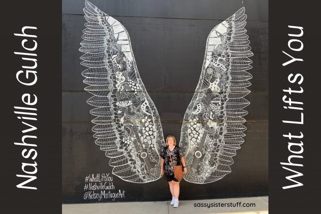 family fun in Nashville involves finding beautiful murals such as these angel wings