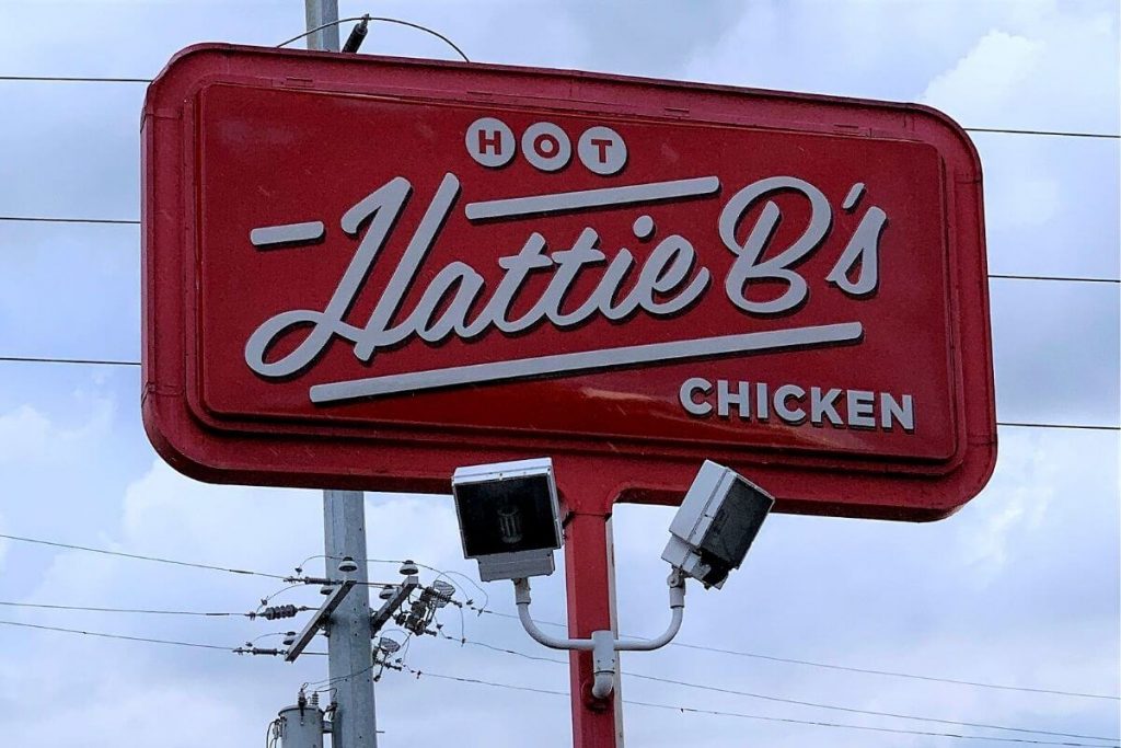 Nashville Hattie B Hot Chicken red sign