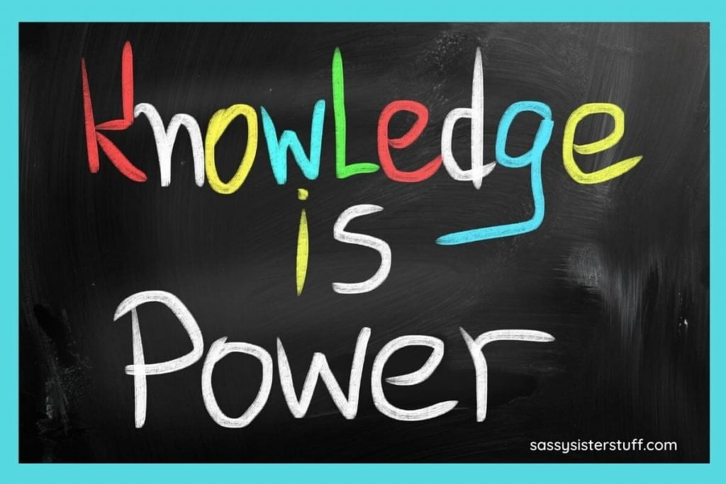 brightly colored words on a chalkboard that say knowledge is power