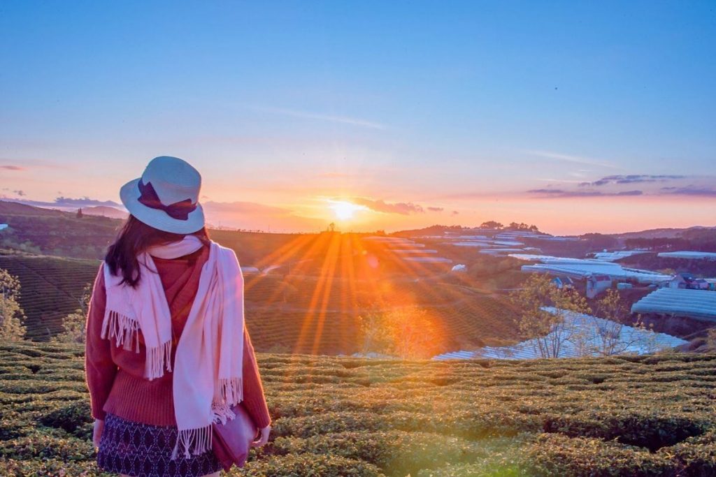 a woman looks out over hills into the sunset thinking about why is life beautiful