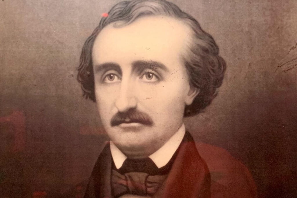 one of many photos of Poe that hangs on the walls of the tavern in charleston sc