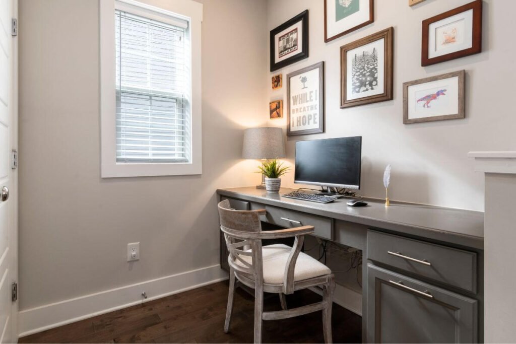 a comfortable home office space shows ways to maintain a healthy lifestyle while working from home