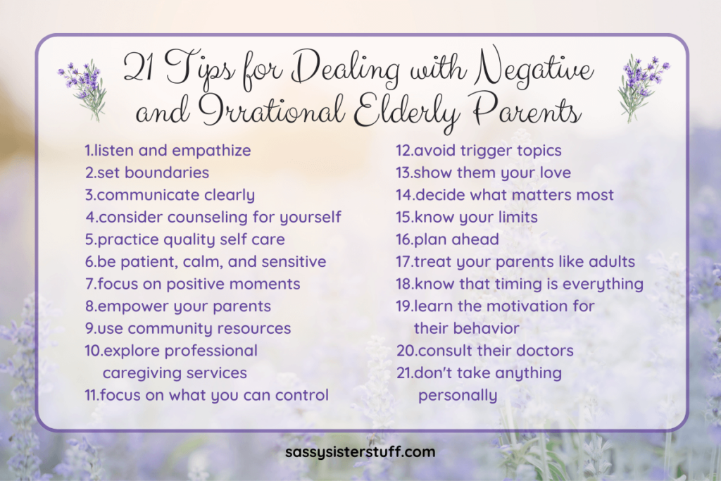 infographic about dealing with negative and irrational elderly parents