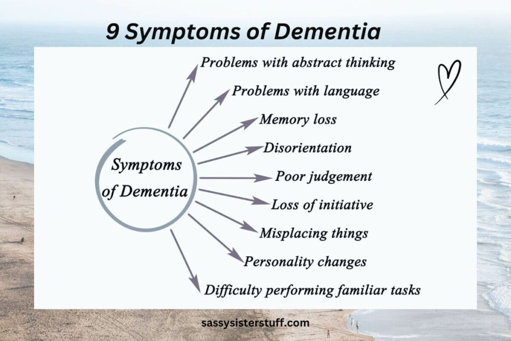 a list of 9 symptoms of dementia