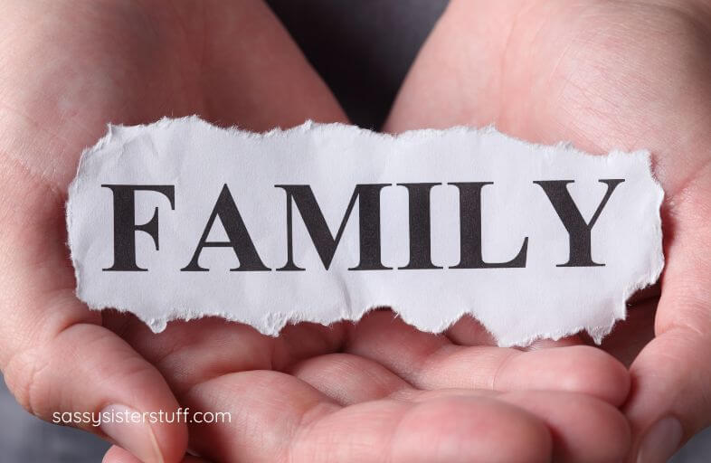 a piece of paper that says FAMILY