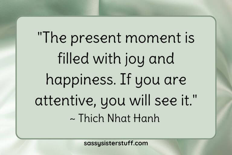 "The present moment is filled with joy and happiness. If you are attentive, you will see it." ~ Thich Nhat Hanh