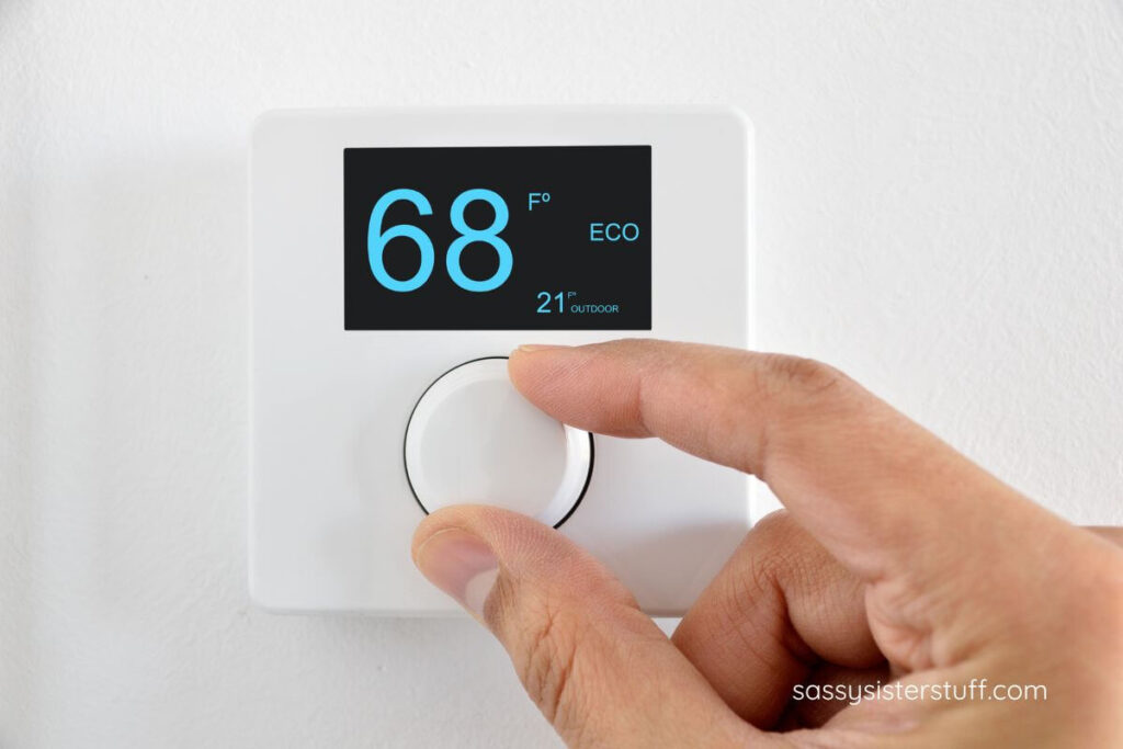 thermostat being set to 68 degrees.