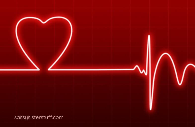 a heartbeat is shown on a red background