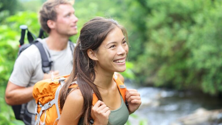 couple hiking outside