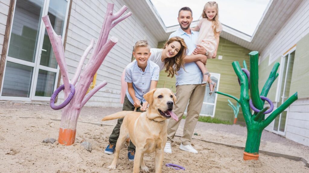 family at animal shelter