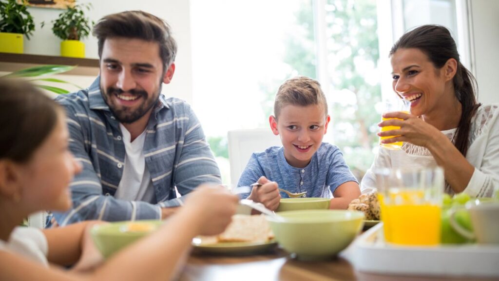 family having breakfast