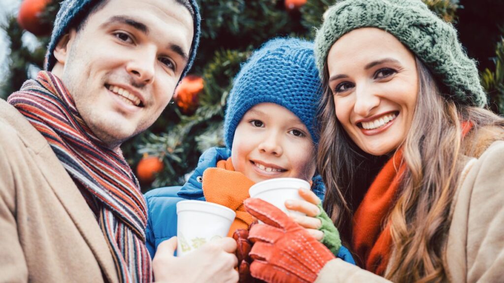 family with hot coco