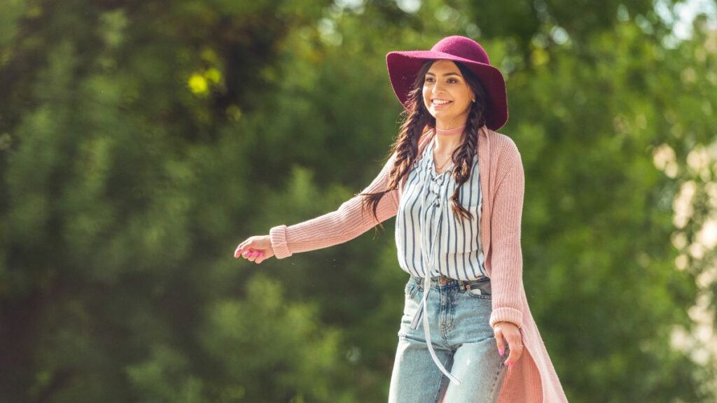 happy woman in the park