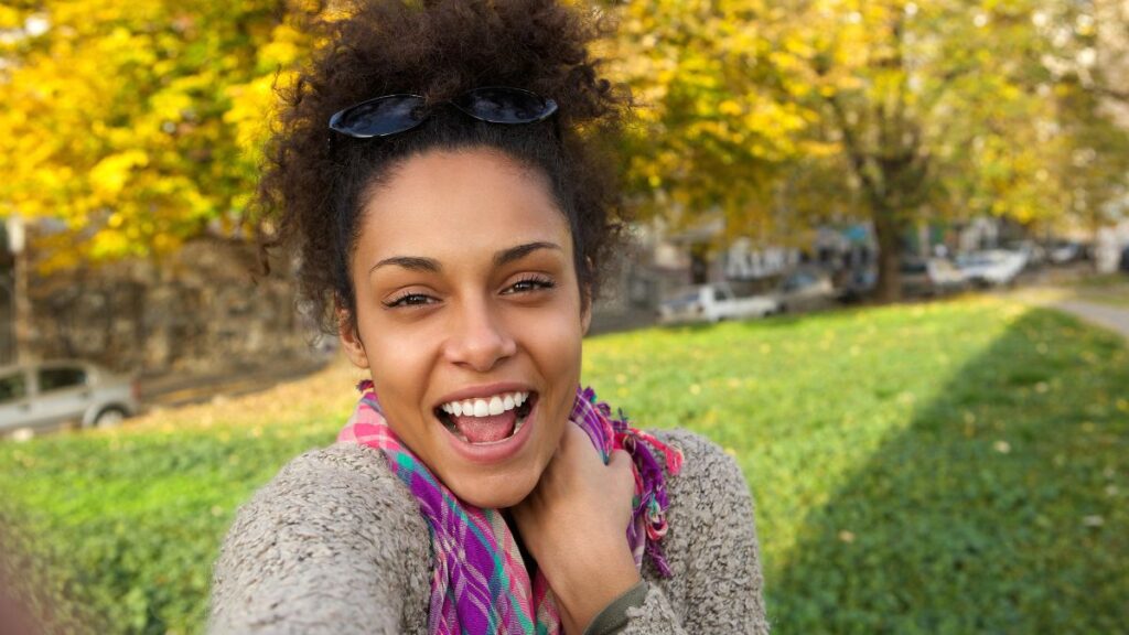 happy woman outside