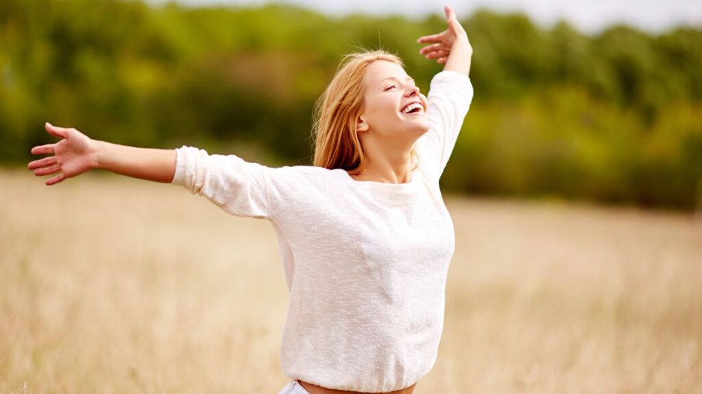 happy woman outside