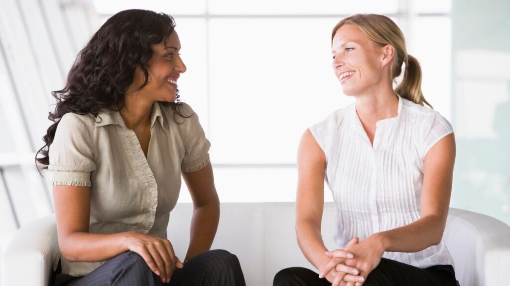 happy women talking