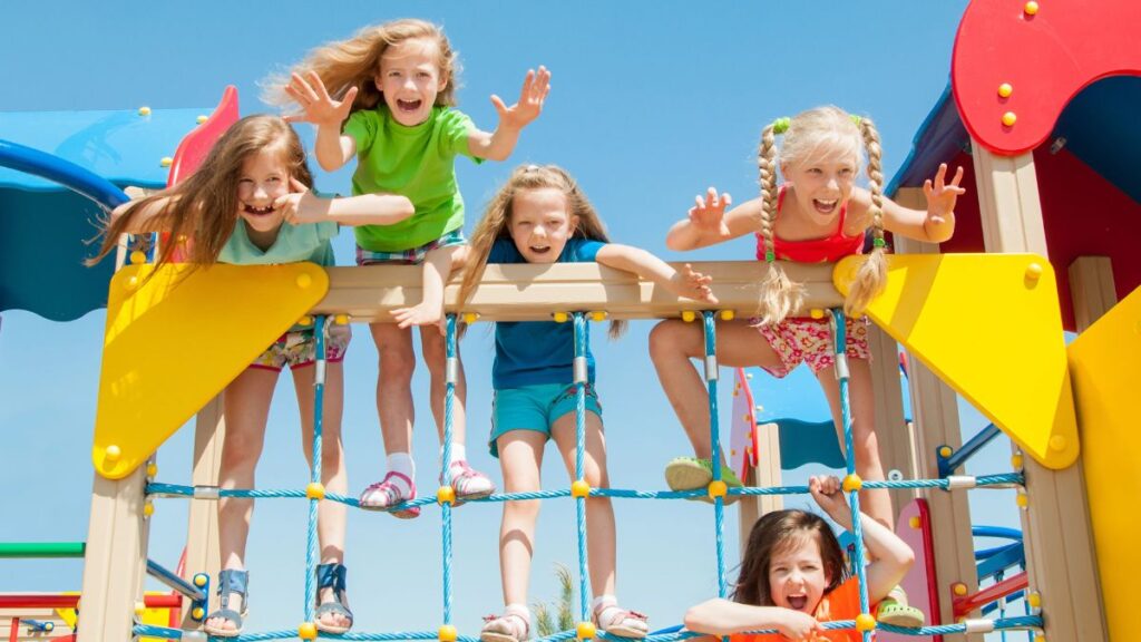 kids playing on playset