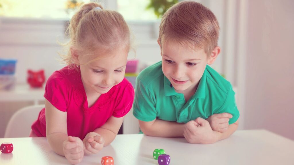 kids playing with dice