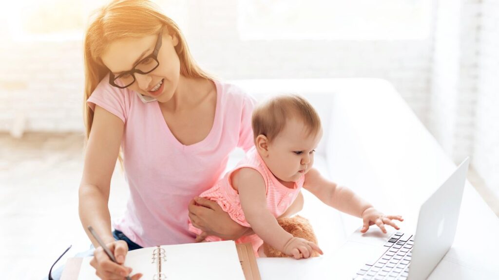 mom working with baby