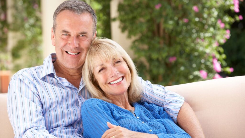 older couple sitting outside