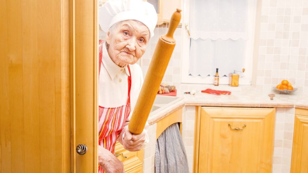 older woman with rolling