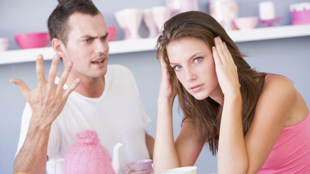 upset couple woman looking frustrated