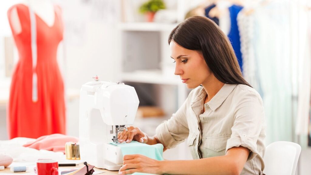 woman at sewing machine