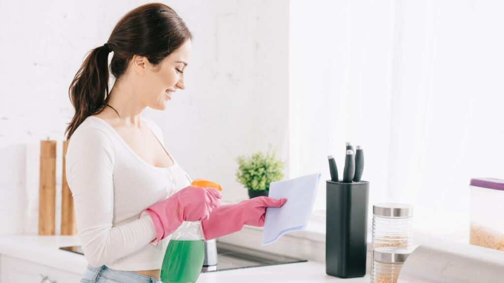 woman cleaning