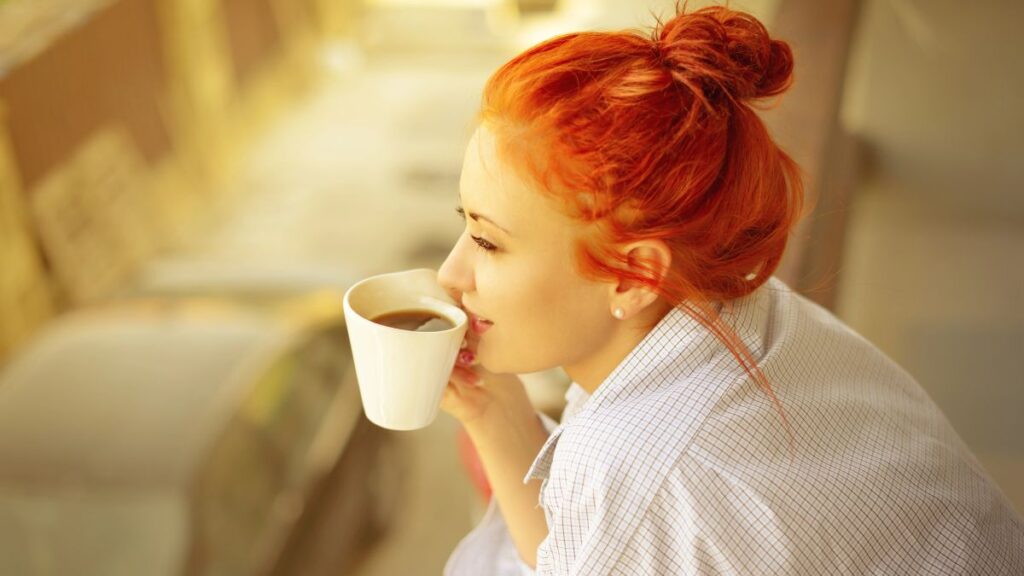 woman drinking morning coffee