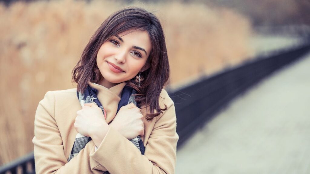 woman giving self hug