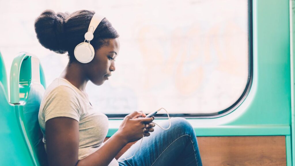 woman listening to music