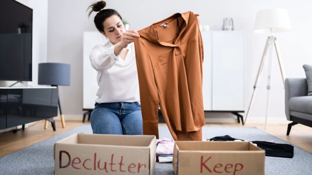 woman organizing clothes