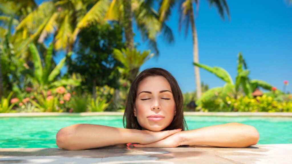 woman relaxing in pool