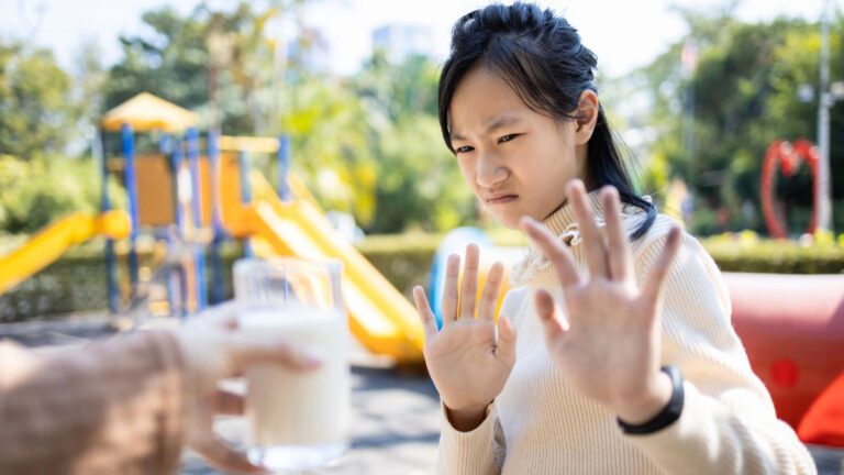 woman with hands up