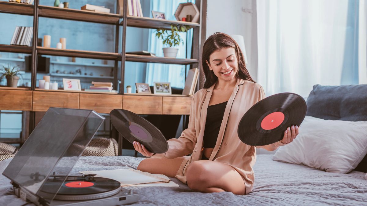 woman with records