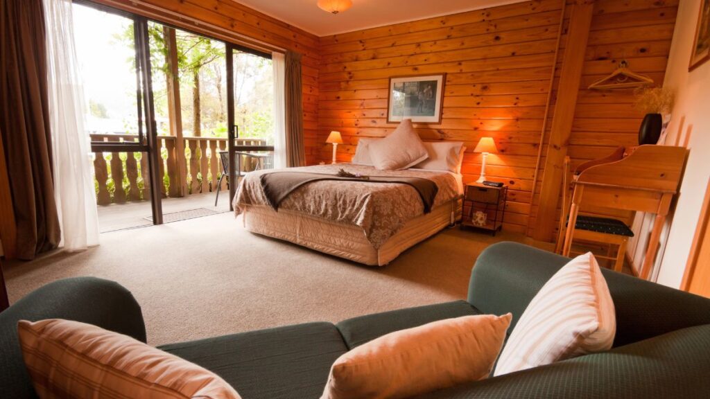 wooden lodge bedroom