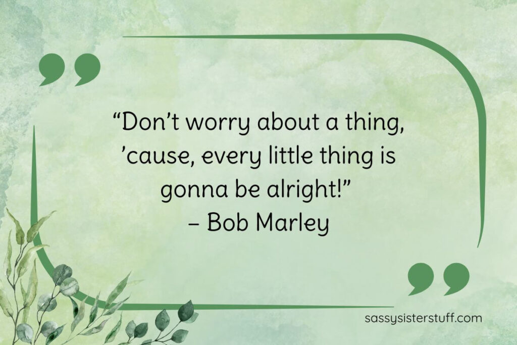 “Don’t worry about a thing, ’cause, every little thing is gonna be alright!” – Bob Marley