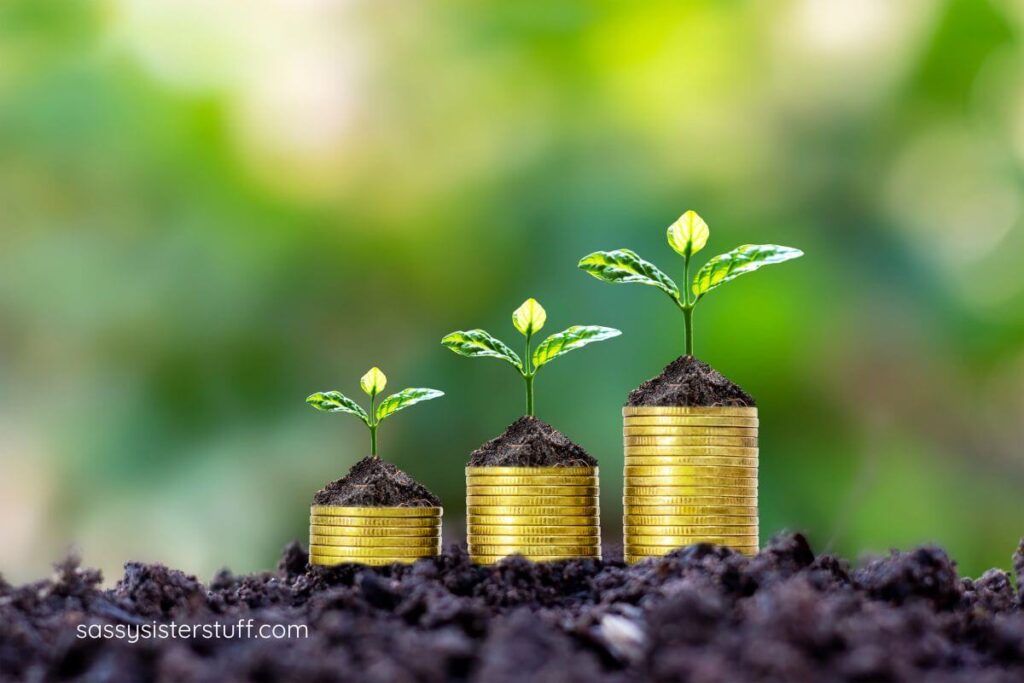 three tiny plants from short to tall, showing personal growth.