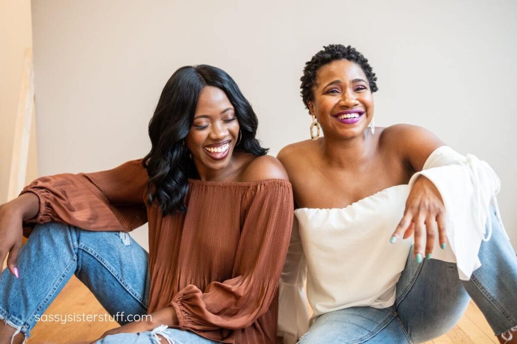 two beautiful women modeling for a women inspiring women campaign.