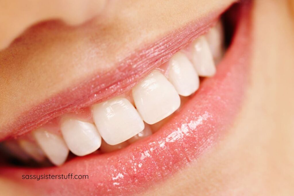 very close up of a perfect female smile.