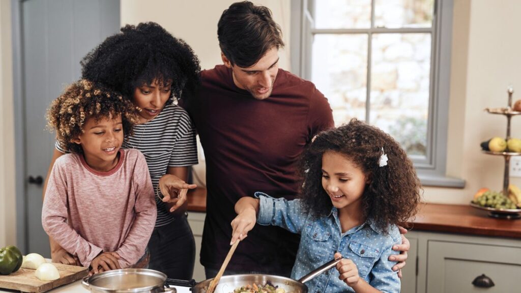 family cooking together