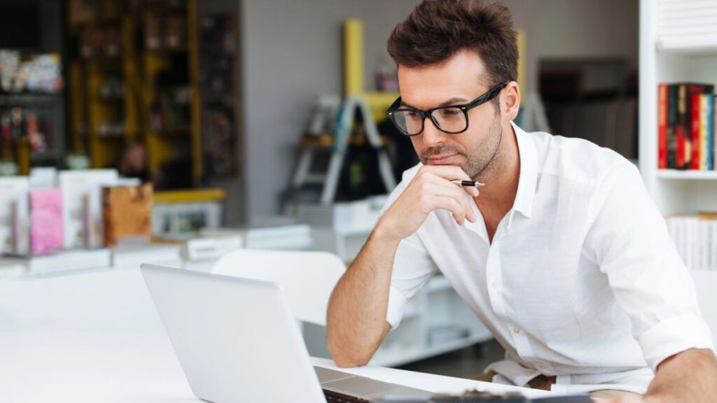 man working on computer