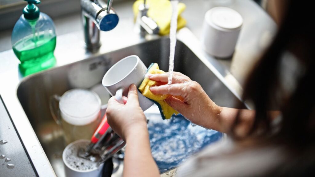 washing dishes